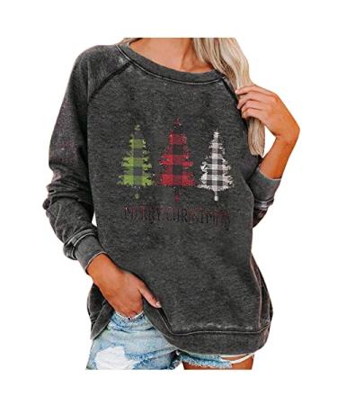 Women Winter Clothes Boat Neck Classic Tshirts Loose Maternity Long Christmas Sweaters for Women Gray Medium