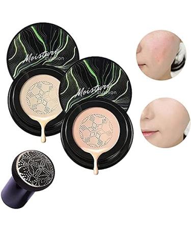 Magnetic CC Cream Foundation  Mushroom Head Air Cushion CC Cream  BB Cream  Concealer Lasting Nude Makeup Moisturizing Oil Control Waterproof Suitable For All Skin(Natural + Ivory White)  3 Piece Set