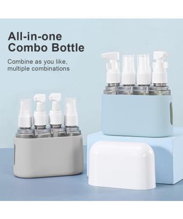 Flintronic Travel Bottle Set - 50ml 4-in-1 Portable Containers for Shampoo Conditioner & Cosmetics - Leak-Proof Travel Accessories - Blue & Gray - Buy Online on GoSupps.com