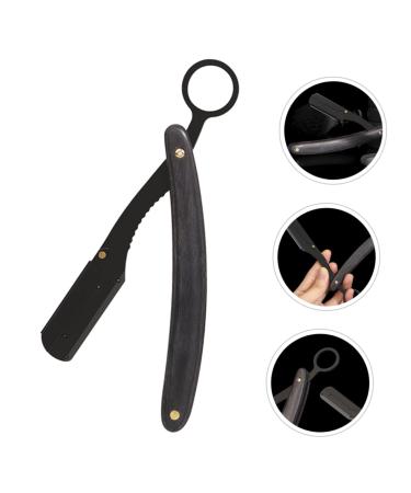 Stainless Steel Folding Razor Holder for Hairdressing & Shaving | Manual Beard & Eyebrow Cutter with Wooden Handle - Ideal for Men - Buy Online on GoSupps.com