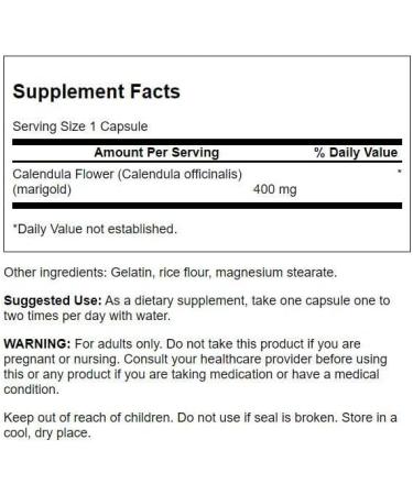 Swanson Full Spectrum Calendula Flower 400mg - 60 Capsules | Premium Marigold Supplement for Natural Wellness - Buy Online on GoSupps.com