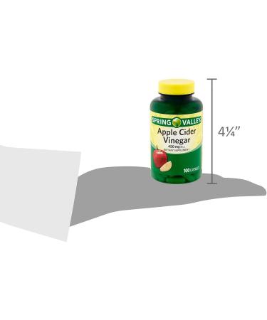Apple Cider Vinegar 450mg. Spring Valley Apple Cider Vinegar Capsules 450 mg 100 Count Non-GMO Gluten Free Supplement Bundle with Luall's 45 Diabetes Decoded - Buy Online on GoSupps.com