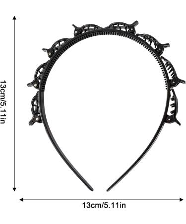 Headband With Clips Fashion Hairband With Clips | Toothed Braid Tool Professional Weave Bangs Clip For Styling & Comfort For Women Girls Black - Buy Online on GoSupps.com