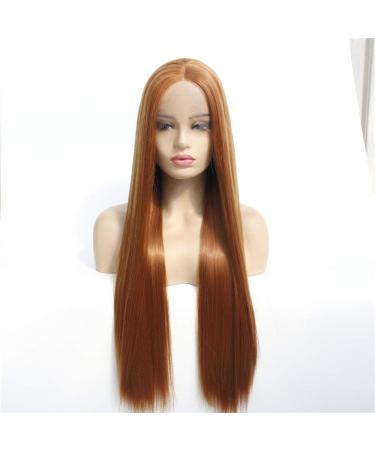 wig Women s chemical fiber front lace wig brown long straight hair chemical fiber hair wig