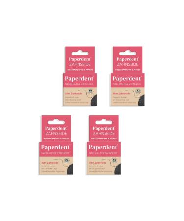 Paperdent Set of 4 dental floss watermelon mint - waxed vegan environmentally friendly packaging
