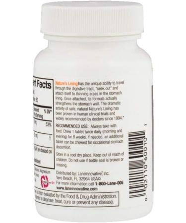 Lane Innovative Nature's Lining Chewable Tablets - Long Lasting Stomach Relief & Digestive Balance Support - 60 Count - Buy Online on GoSupps.com