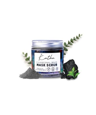 BEMT Charcoal Mud Mask & Exfoliating Scrub with Dead Sea Mud and Bamboo Charcoal Deep Cleansing & Purifying Face Mask for Men and Women 100 g