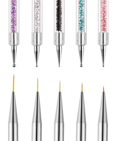 LuLiyLdJ 5-Piece Nail Brush Set with Double-Ended Dotting Tool | Nail Pen for Painting | Nail Art Brush Kit - Buy Online on GoSupps.com