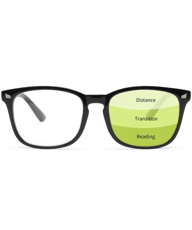 Gaoye Progressive Reading Glasses for Women Men, Blue Light Blocking Computer Readers Multifocus Eyeglasses Light Black 2.5 x