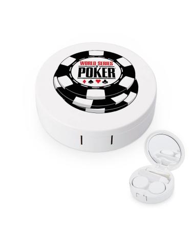 Wsop Poker Round Case For Contact Lens Kit Storage Box with Mirror Printed