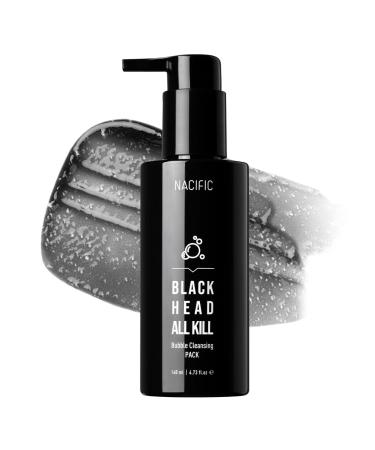 NACIFIC Blackhead All Kill Bubble Cleansing Pack Charcoal Deep Pore Cleanser & Mask, All-in-One Gel to Foam Face Wash, Vegan Formula for Sensitive Skin, 4.73 Fl.oz (140ml)