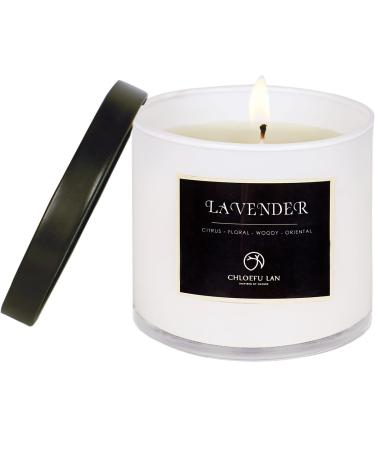 Chloefu lan lavender fragrance candle for men and women heavily fragrant 200 g |45 hours of long -lasting relaxing aromatherapy very natural soykeeper home decoration glass candle with gift box lavender 200g