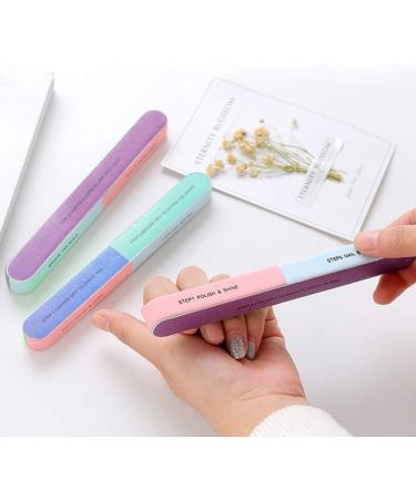 LANTRO JS Nail File 6.9 0.8inches Colorful Multiple Side Nail Files Emery Board Nail Care Tool and Buffer Sanding Sponge Files Buffer Polisher - Buy Online on GoSupps.com