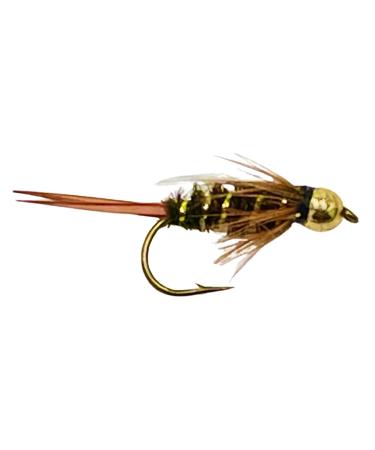 Feeder Creek Prince Bead Head Nymph Fly, One Dozen Fly Fishing Wet Flies for Trout Bass Steelhead, 7 14