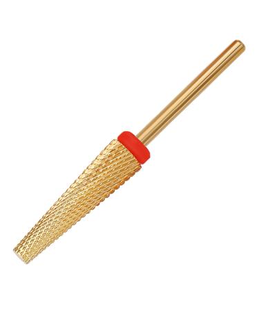 Super Long 5 in 1 Nail Drill Bits Professional 3/32'' Carbide Tungsten Two Way Rotary Advanced Safety Bits Fast Remove for Manicure Pedicure Cuticle Acrylic Nails (Gold Fine-F) Fine-F Gold