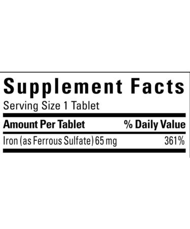 Nature Iron's Supplement 65mg Ferrous Sulfate 365 Tablets Gluten Free No Synthetic Dyes Vital for Red Blood Cell Formation - Buy Online on GoSupps.com