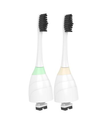 Toothbrush Replacement Heads Compatible with Philips Sonicare E-Series Charcoal Bristles with Hygienic Cap (2-Pack)