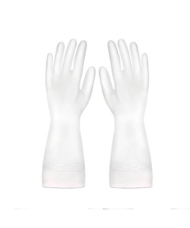 Housekeeping Gloves Kitchen dishwashing Gloves Women's Thick Laundry Rubber Gloves M/Code Ivory White Ivory white M/code