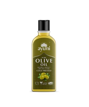 Ayumi Pure Olive Oil, Cold Pressed Olive Oil, For Healthier Hair & Less Wrinkled Skin. With Vitamins A, D, E & K, and Squalane, 1 x 150ml