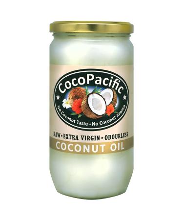 CocoPacific Odourless Raw Extra Virgin Coconut Oil 750ml I No Coconut Taste I Unrefined Cold Pressed I Odourless Coconut Oil Cuisine I Cholesterol Free I Coconut Oil for Cooking and Baking 750 ml (Pack of 1)