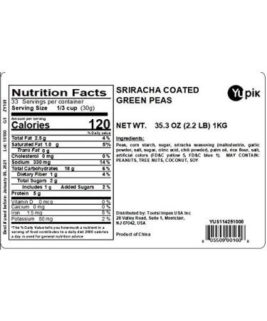 Yupik Green Peas Sriracha Coated 2.2 lb - Spicy Crunchy Snack - Buy Online on GoSupps.com