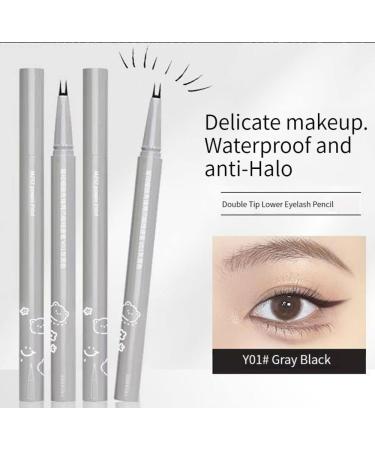 Double Tip Lower Eyelash Pencil Waterproof Super Slim Double-tip Eyelash Pencil Waterproof Liquid Eyeliner (2pcs Black) - Buy Online on GoSupps.com