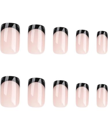 French False Nails - Short False Nails French Tip False Nails - 30PC 15 Sizes Black French Tip Nails Acrylic Full Cover Short Fake Nails Tips Press on Nails with Glue Jelly Gel Black Tips Warm Nail - Buy Online on GoSupps.com