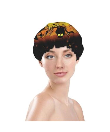 Halloween Pumpkin Witch Printed Shower Cap for Women - Waterproof & Fits All Head Sizes | Bath Cap for All Hair Textures - Buy Online on GoSupps.com