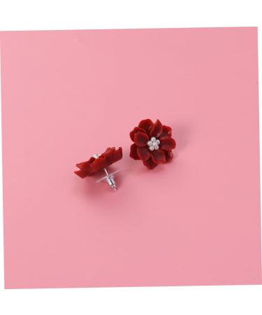 CALLARON 1pair Earrings Symmetrical Ear Rings Resin Ear Rings The Flowers White Miss Medium Red - Buy Online on GoSupps.com
