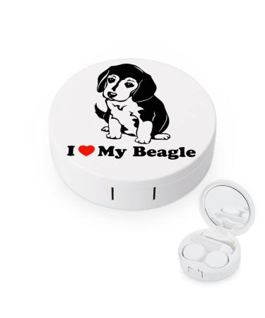 I Love My Beagle Round Case For Contact Lens Kit Storage Box with Mirror Printed