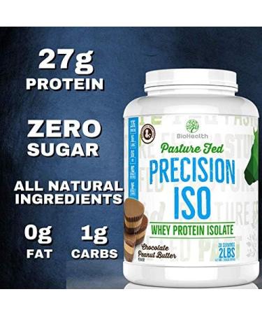 Precision ISO Chocolate Peanut Butter 2lb - 27g Premium Pasture Fed Whey Protein Isolate | Zero Sugar | 28 Servings - Buy Internationally - Buy Online on GoSupps.com