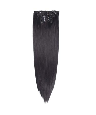 Pieces/Set Of 22 Inches Wig 140g Straight 16 Hair Clips Wig Style Artificial Hair Clip Heat Resistant 22inches color1B