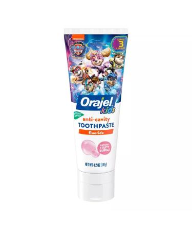 Orajel Kids Paw Patrol Anticavity Fluoride Toothpaste Natural Fruity Bubble Flavor 4.2oz Fruity Bubble 12.6 Ounce (Pack of 1)