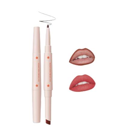 2 in 1 Double Head Lipstick and Lip Liner Set for Women, Waterproof Lip Pencil and Lipstick Set, Long Lasting Matte Velvet Lipstick, Lipstick Set