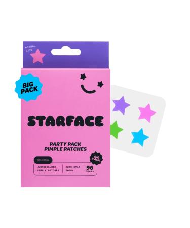 Starface Party Pack BIG PACK Hydro-Stars, Colorful Hydrocolloid Pimple Patches, Absorb Fluid and Reduce Inflammation, Cute Star Shape (96 Count) Colorful Party Pack