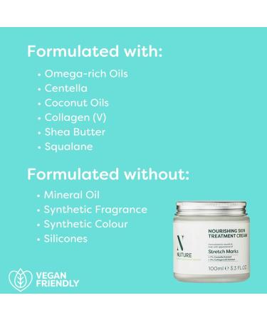 NUTURE Stretch Mark Cream Nourishing Cream For Body Skin Care 100ml Quickly Absorbed Contains Shea Moisture Collagen Cica Extract Coconut Oil & Centella Firmer Toned Skin - Buy Online on GoSupps.com