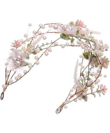 FRCOLOR Peal Flower Headband Bride Headband Boho Leaf Floral Wedding Garland Hair Bands for Womens Hair Fairy Headband for Party Prom Props Hair Accessories for Girls - Buy Online on GoSupps.com
