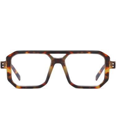JOVAKIT Retro 70s Blue Light Glasses - Vintage Rectangle Eyeglasses for Men & Women - Trendy Tortoise Frame - 52mm Computer Glasses - Buy Online on GoSupps.com