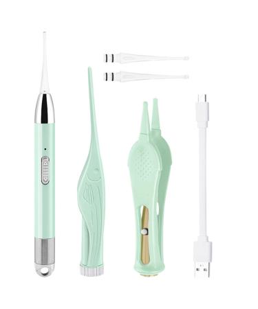 Earwax Remover Tool Ear Wax Picker Rechargeable Cleaning Spoon with Light - Visible Earwax Removal Curette for Home Spa Salon Children Adults Fulenyi Matcha Green
