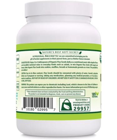 Herbal Secrets Whole Flax Seeds - 907g Raw Vegan Non-GMO Gluten-Free Supplement | 14g Healthy Omega-3 Per Serving | Made in USA - Buy Online on GoSupps.com