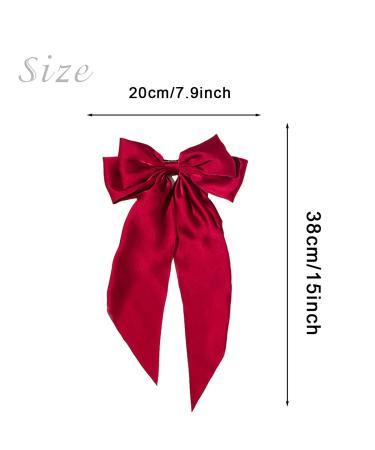 Silky Satin Hair Bows Set - 4 pcs Large Bow Barrettes for Women | Metal Clips French Barrette Hair Accessories in Solid Colors - Black, Red, Navy Blue, Dark Green - Buy Online on GoSupps.com