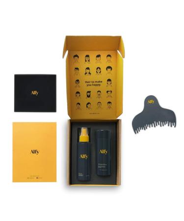 Alfy Starter Kit - Hair Fibers for Thinning Hair - Premium-Grade Keratin Hair Building Fibers for Men and Women - Hair Thickening Fibers to Help Conceal Existing Bald Spots - (Dark Brown)