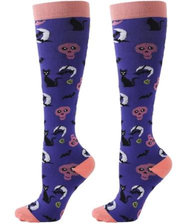 Valcatch Halloween Compression Stockings 20-30mmHg | Knee High Support Socks for Men & Women | 4 Pack for Running & Athletics - S/M - Buy Online on GoSupps.com