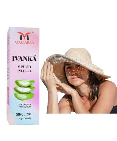 Macaria Cosmetics Ivanka SPF 50 Moisturizing Lotion for Dry Skin Cream & Face with Hyaluronic Acid Daily Aloe Vera OilFree