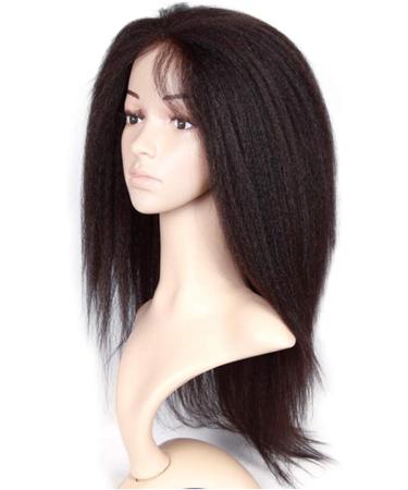 Buy QQ qq Real Hair Long Kinky Straight Lace Front Wigs - Pre Plucked 13x5 - Curly Bob Wigs for Black Women - 150% Density - 22 Inch - Buy Online on GoSupps.com