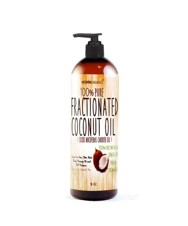 Molivera Organics Fractionated Coconut Oil 16 oz. Premium Grade A  100% Pure MCT Coconut Oil for Hair  Skin  Massage and Aromatherapy Carrier Oils   Great for DIY - UV Resistant BPA Free Bottle 16 Fl Oz (Pack of 1)