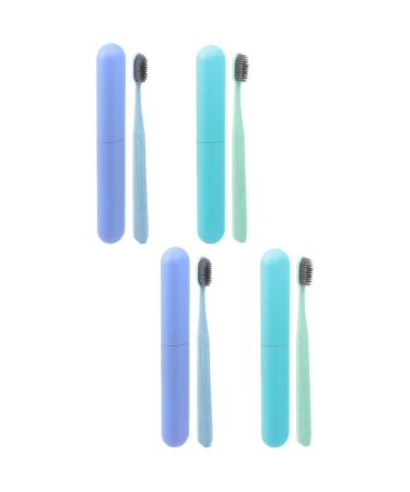 Ipetboom 4 pieces toothbrush set ultra-like toothbrush brisk toothbrush wheat travel toothbrush gum care toothbrush ultra toothbrush manual toothbrush box lovers pp-raw material