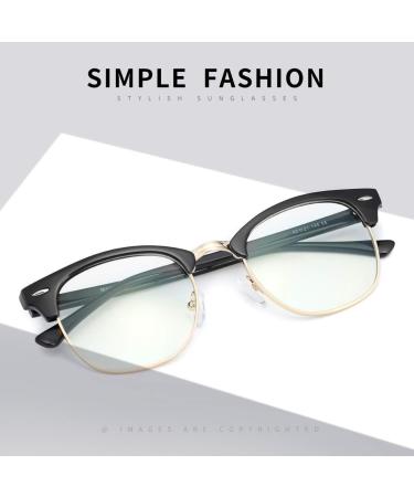 Kimorn Blue Light Filter Glasses - Half-Bordering Anti-Fatigue Computer Glasses for Improved Sleep - Glossy Black Gold KS052 Frames - Buy Online on GoSupps.com