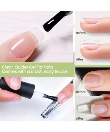 5-in-1 Clear Builder Base Gels for Nail Strength and Repair | Hard Gel, Rubber Base, Extension, and Builder in a Bottle Gel with 100 Pcs Nail Forms - Buy Online on GoSupps.com
