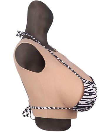 Fhuili Crossdressers Silicone Breasts - Natural Round Collar Design G Cup Fake Breasts for Transvestite Cosplay - Buy Online on GoSupps.com